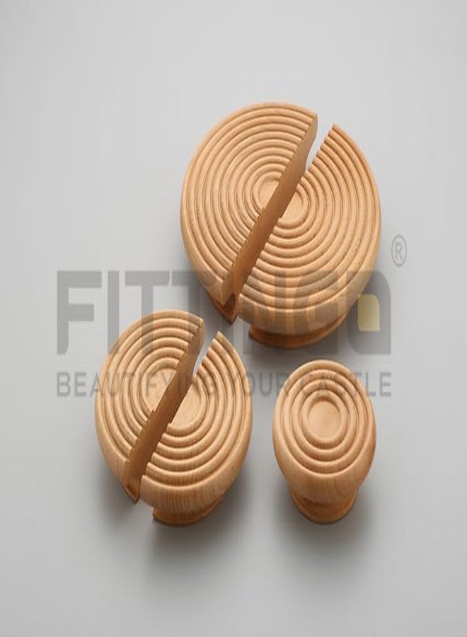 Fittingo Heavy Duty Steam Beech Wood Door Handles for Main Door, Cabinet, Wardrobe, Drawer | Semi-Circle Wooden Pull Push Handle Set Hardware for Home & Office - Pack of 2 (Half, 6" x 3") - Image 2