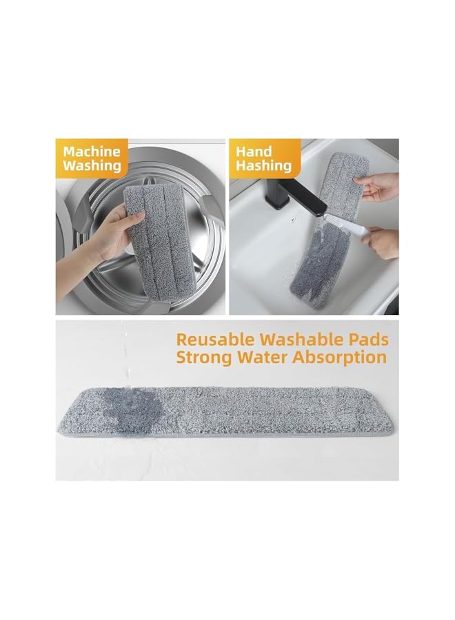 promass Microfiber Mops for Floor Cleaning, 17.7 Inch Baseboard Cleaner Mop Tool, Bathroom Kitchen Mop with 3 Washable Reusable Microfiber Pads and 1 floor scraper - Image 5