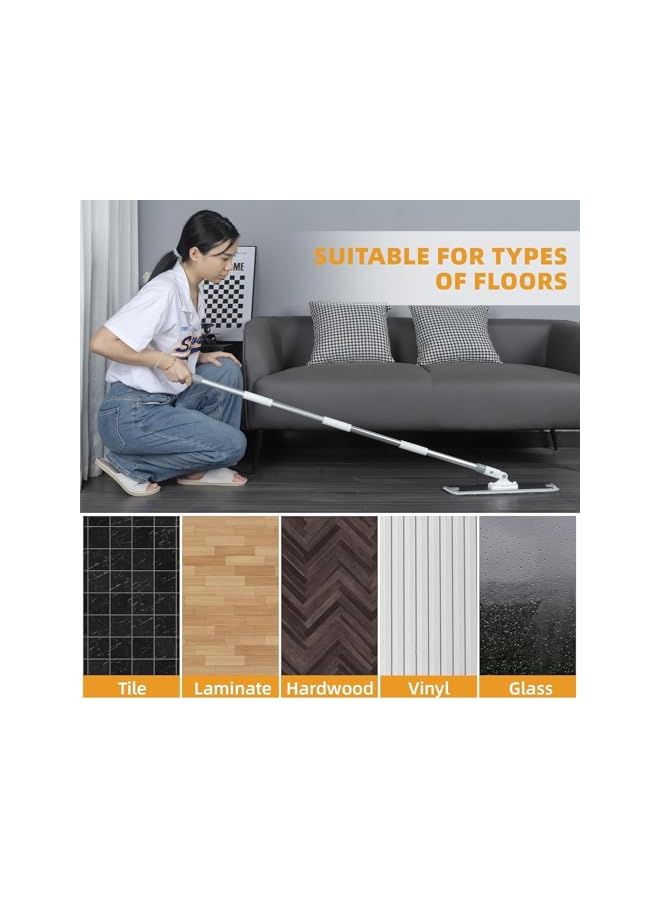 promass Microfiber Mops for Floor Cleaning, 17.7 Inch Baseboard Cleaner Mop Tool, Bathroom Kitchen Mop with 3 Washable Reusable Microfiber Pads and 1 floor scraper - Image 4