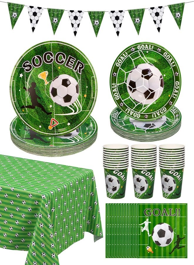 Goodluck World Cup Paper Plates for 30 Guests, Soccer Party Decorations Supplies, Disposable Tableware Sets Include Paper Plates and Napkins with Cups Tablecloth Banner, for Soccer Theme Party - Image 1