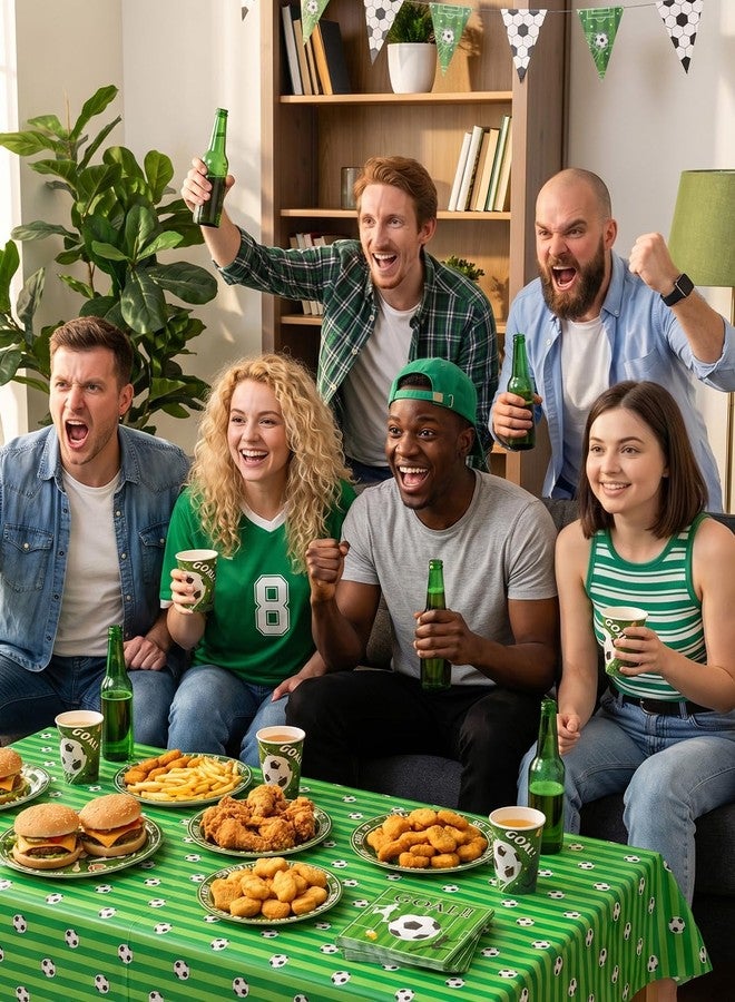 Goodluck World Cup Paper Plates for 30 Guests, Soccer Party Decorations Supplies, Disposable Tableware Sets Include Paper Plates and Napkins with Cups Tablecloth Banner, for Soccer Theme Party - Image 3