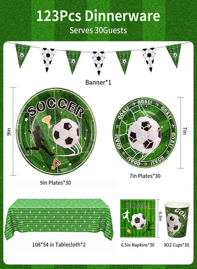 Goodluck World Cup Paper Plates for 30 Guests, Soccer Party Decorations Supplies, Disposable Tableware Sets Include Paper Plates and Napkins with Cups Tablecloth Banner, for Soccer Theme Party - Image 4