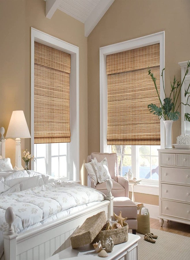 LazBlinds No Tools No Drill Cordless Bamboo Roman Shades, Light Filtering Window Treatment, Roll Up Bamboo Blinds for Windows 39'' W x 48'' H, Brown - Image 4