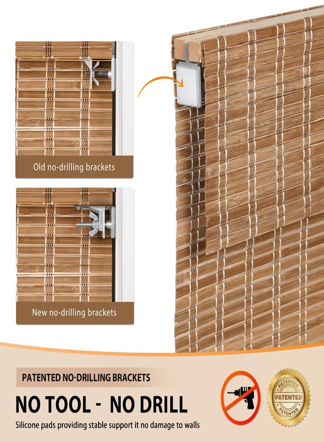LazBlinds No Tools No Drill Cordless Bamboo Roman Shades, Light Filtering Window Treatment, Roll Up Bamboo Blinds for Windows 39'' W x 48'' H, Brown - Image 3