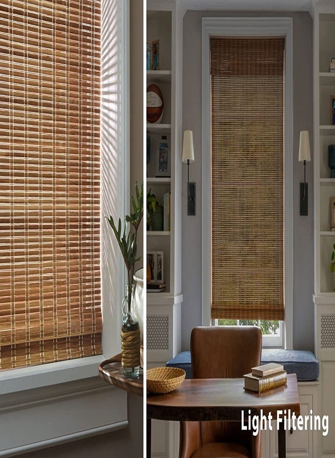 LazBlinds No Tools No Drill Cordless Bamboo Roman Shades, Light Filtering Window Treatment, Roll Up Bamboo Blinds for Windows 39'' W x 48'' H, Brown - Image 5