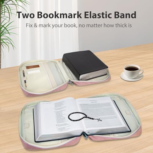 CITYCHASE Bible Covers for Men & Women, Bible Case Carrying Church Bag with Book Stand, Bible Bag with Handle, Zipper and Multi-Pockets for Scripture Study Bible Protector (Pink) - Image 4
