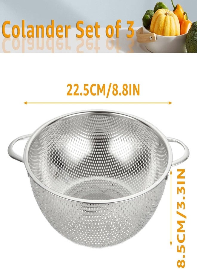 Deoxys Stainless Steel Colander Silicone Handle Large Heavy Duty Professional Kitchen Strainer Great for Pasta, Berry, Veggies, Noodles, Fruits - Image 5