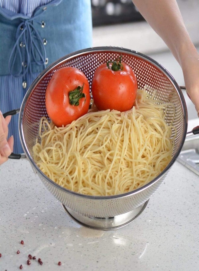 Deoxys Stainless Steel Colander Silicone Handle Large Heavy Duty Professional Kitchen Strainer Great for Pasta, Berry, Veggies, Noodles, Fruits - Image 2
