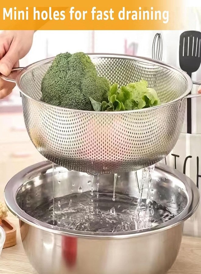 Deoxys Stainless Steel Colander Silicone Handle Large Heavy Duty Professional Kitchen Strainer Great for Pasta, Berry, Veggies, Noodles, Fruits - Image 3