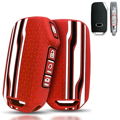 KEYCEPT Tristar Key Cover for Kia Seltos 2024, 2023 Facelift HTX | Sonet Facelift | Carens | Carens Clavis | X Line | Carens Prestige 4 Button Smart Key (Red) - Image 1
