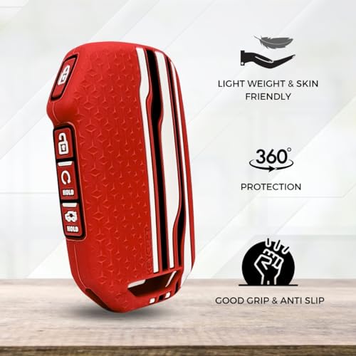 KEYCEPT Tristar Key Cover for Kia Seltos 2024, 2023 Facelift HTX | Sonet Facelift | Carens | Carens Clavis | X Line | Carens Prestige 4 Button Smart Key (Red) - Image 5