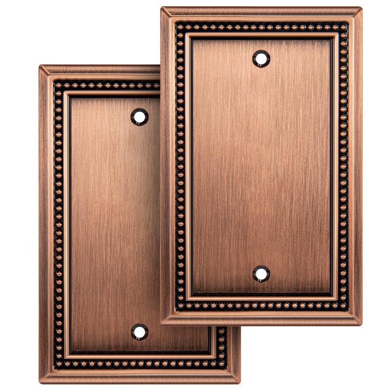Henne Bery Sunken Pearls Heavy Duty Decorative Wall Plate Switch Plate Outlet Cover Single Blank 2 Pack Antique Copper
