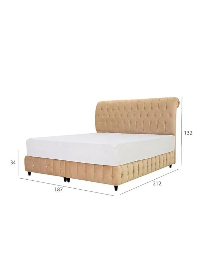 KARNAK Cyra Button Tufted Upholstered Velvet Platform Bed Modern Design Free Installation (Double 140 x 200cm)  - Image 5