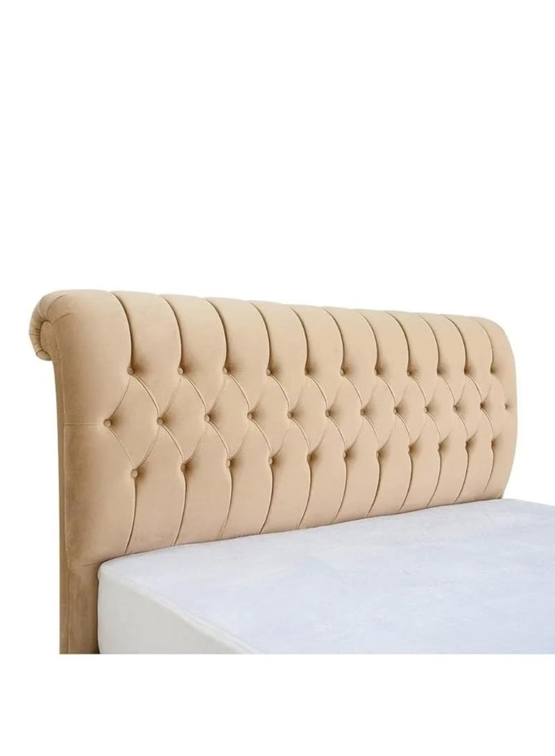 KARNAK Cyra Button Tufted Upholstered Velvet Platform Bed Modern Design Free Installation (Double 140 x 200cm)  - Image 3