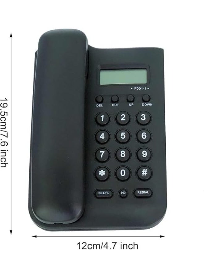 Corded landline phone with LCD display for caller ID, supports FSK and DTMF, memory for 50 incoming calls, redial and call waiting, suitable for desktop or wall mounting, black. - Image 4
