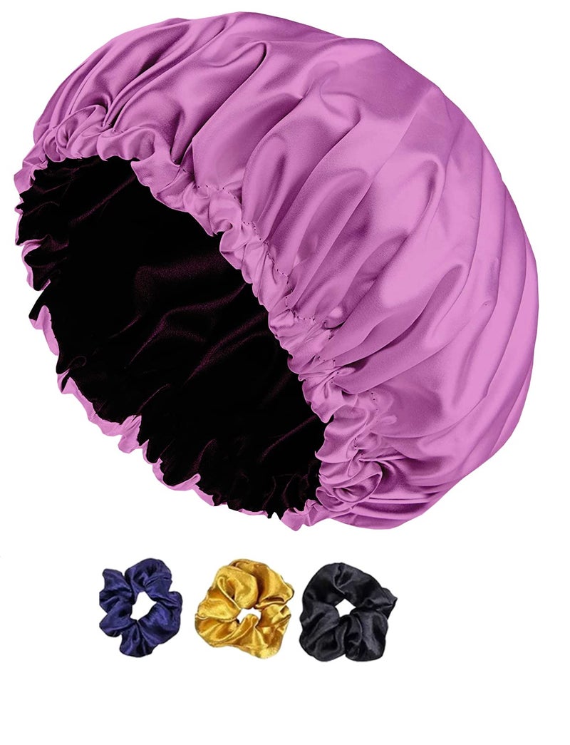 Avirons Satin Bonnet for Hair| Silk Satin Hair Cap for Sleeping with 3 Scrunches Free | Reversible Hair wrap Bonnet || Protective Night Hairstyles Satin Cap for Curly Hair Multicolour - Image 1