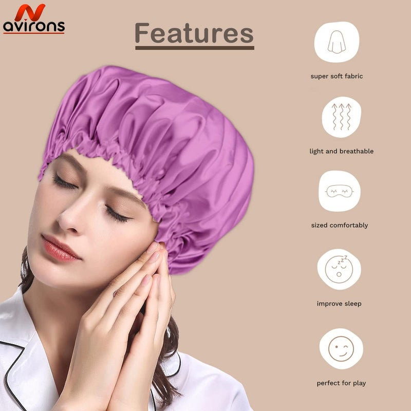 Avirons Satin Bonnet for Hair| Silk Satin Hair Cap for Sleeping with 3 Scrunches Free | Reversible Hair wrap Bonnet || Protective Night Hairstyles Satin Cap for Curly Hair Multicolour - Image 4
