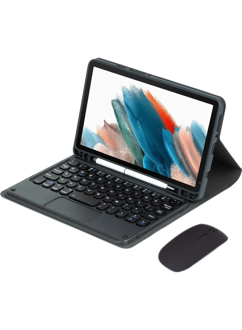 Arabic and English Touched Keyboard Case Compatible with Samsung Galaxy Tab A9 8.7 inch (SM-X110/X115),With Mouse Detachable Wireless Bluetooth Pencil Holder Cover - Image 1