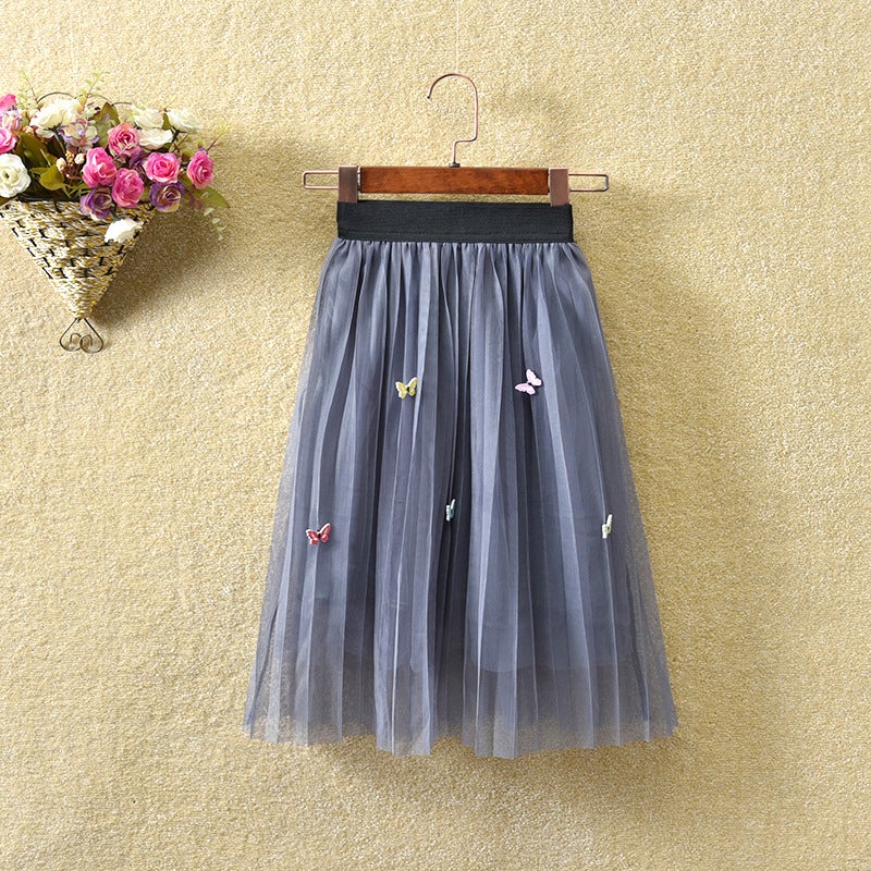 Girls' Gauze Skirt 2024 New Middle And Large Children'S Mesh Mid-Length Skirt Children'S Western-Style Four-Season Poncho Skirt - Image 3
