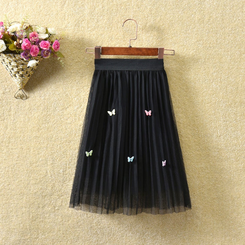 Girls' Gauze Skirt 2024 New Middle And Large Children'S Mesh Mid-Length Skirt Children'S Western-Style Four-Season Poncho Skirt - Image 5