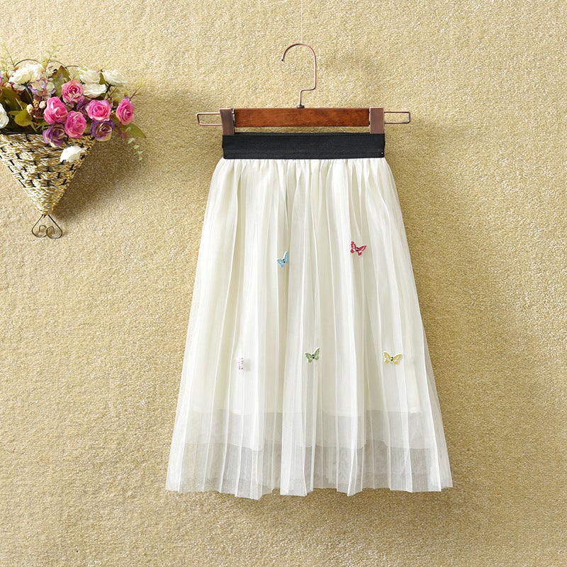 Girls' Gauze Skirt 2024 New Middle And Large Children'S Mesh Mid-Length Skirt Children'S Western-Style Four-Season Poncho Skirt - Image 4