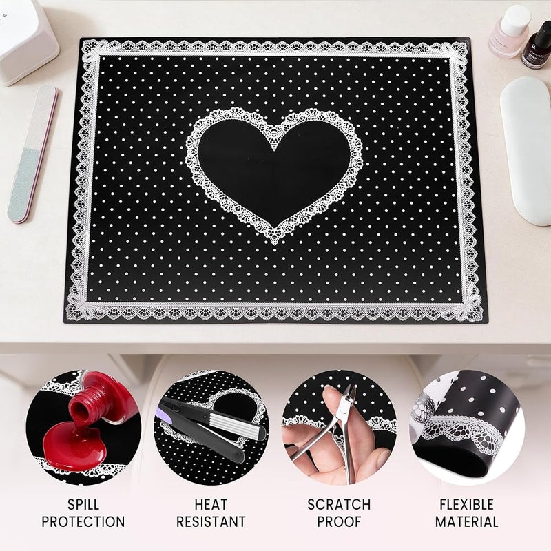 pana Beauticom Silicone Flexible Foldable Workspace Desk Pad Mat for Manicures Nail Art Acrylic Gel Nails and More (Black) - Image 4