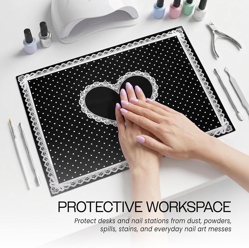 pana Beauticom Silicone Flexible Foldable Workspace Desk Pad Mat for Manicures Nail Art Acrylic Gel Nails and More (Black) - Image 2