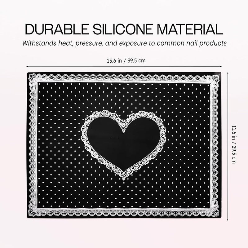 pana Beauticom Silicone Flexible Foldable Workspace Desk Pad Mat for Manicures Nail Art Acrylic Gel Nails and More (Black) - Image 3
