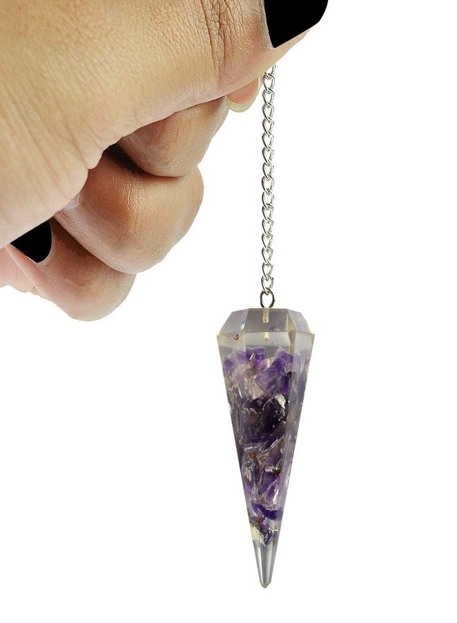 Crystu Natural Amethyst Dowser Pendulum Orgone Crystal Stone Dowser Pendulum Dowsing for Healing Gemstones (Color : Purple) - Image 2