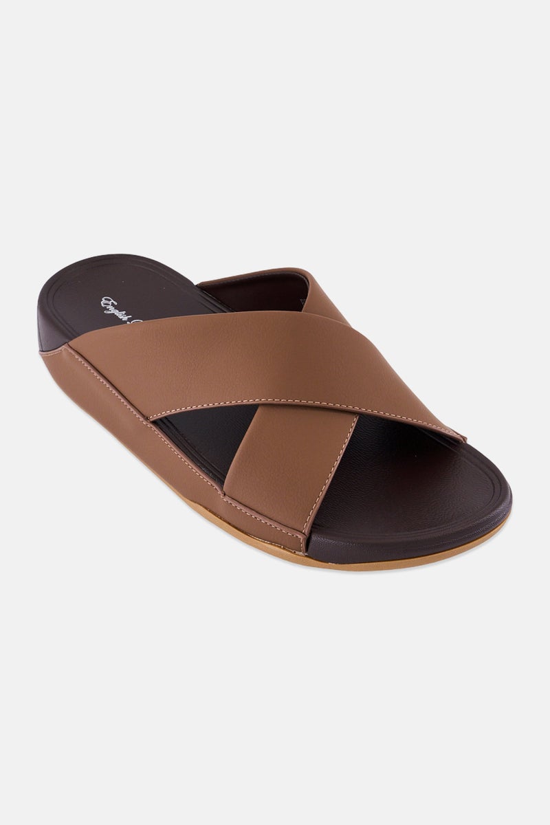 English Laundry Men Slip On Arabic Sandals, Brown - Image 1