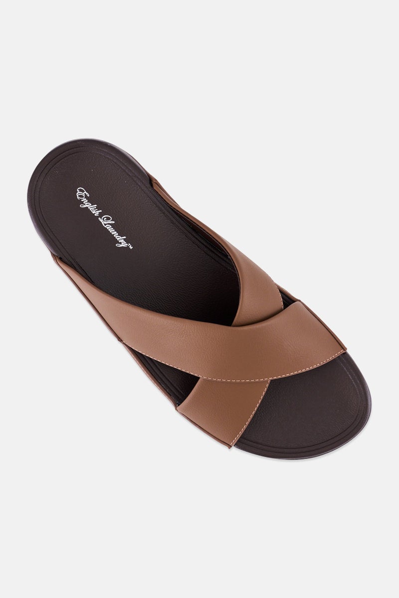 English Laundry Men Slip On Arabic Sandals, Brown - Image 4