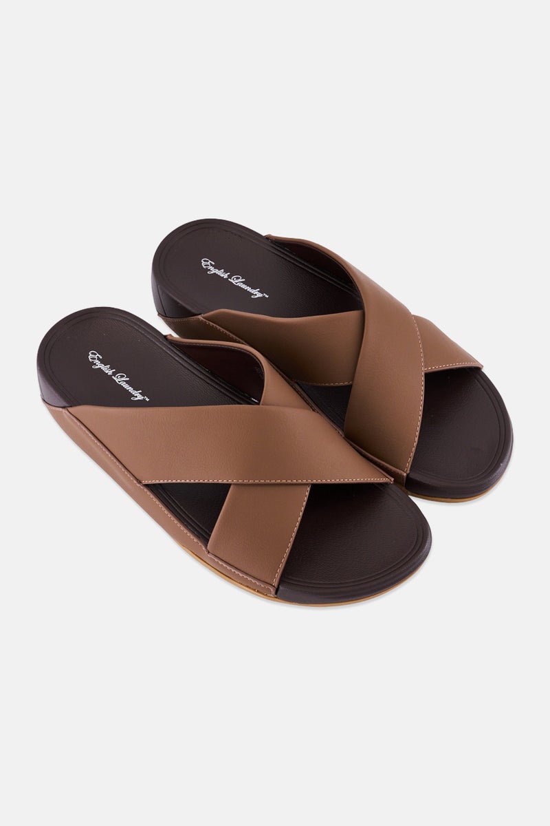 English Laundry Men Slip On Arabic Sandals, Brown - Image 3