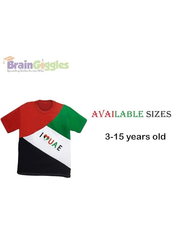 BrainGiggles UAE National Day T-Shirt - I LOVE UAE National Day Tshirt | UAE Flag Tshirt For Unisex, Boys And Girls - Image 4