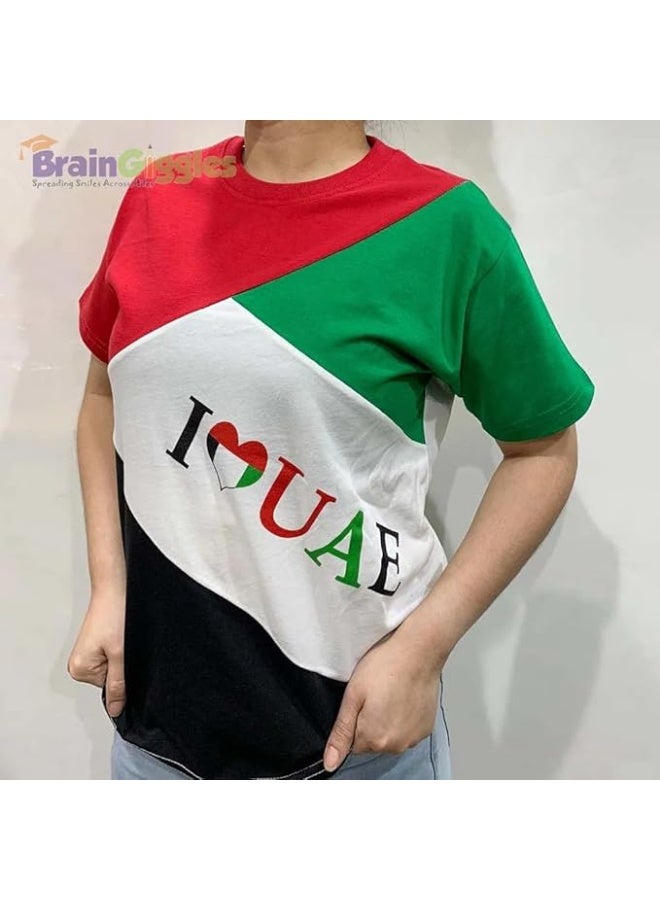 BrainGiggles UAE National Day T-Shirt - I LOVE UAE National Day Tshirt | UAE Flag Tshirt For Unisex, Boys And Girls - Image 2
