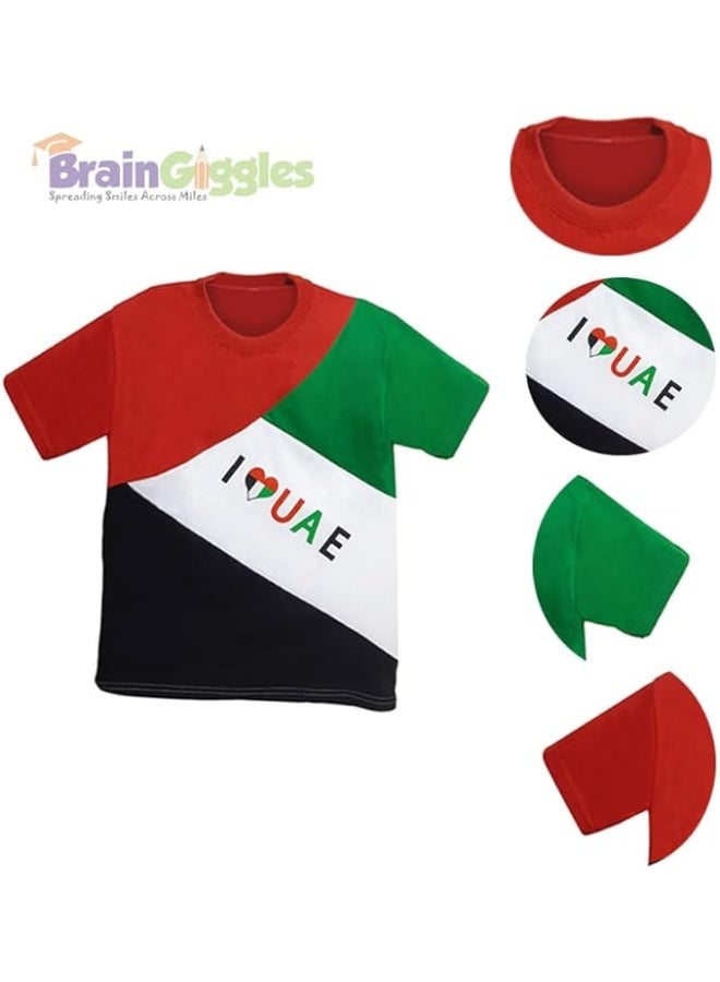 BrainGiggles UAE National Day T-Shirt - I LOVE UAE National Day Tshirt | UAE Flag Tshirt For Unisex, Boys And Girls - Image 3