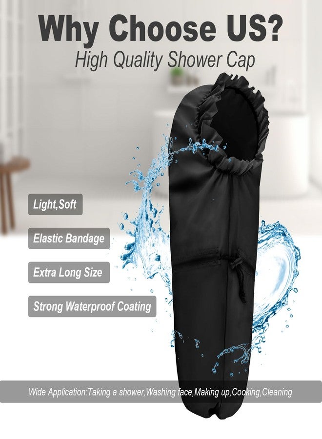 ELEBOX Extra Large Shower Cap for Braids/Curly Hair/Dreadlock | Reusable Waterproof Long Bonnets for Women Bath/Swim/Cooking/Cleaning/Spa | XL Bathing Cap with Adjustable Drawstring & Button, Black - Image 5