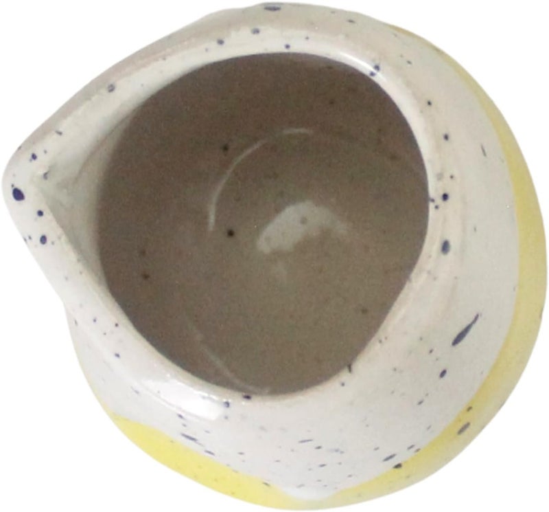 roro Ceramic Lemon Yellow and White Speckled 2Ounce Creamer Cups Set of 4  LeadFree Glaze FoodSafe Pitchers for Syrup Tea and Dessert - Image 2