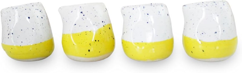 roro Ceramic Lemon Yellow and White Speckled 2Ounce Creamer Cups Set of 4  LeadFree Glaze FoodSafe Pitchers for Syrup Tea and Dessert - Image 3