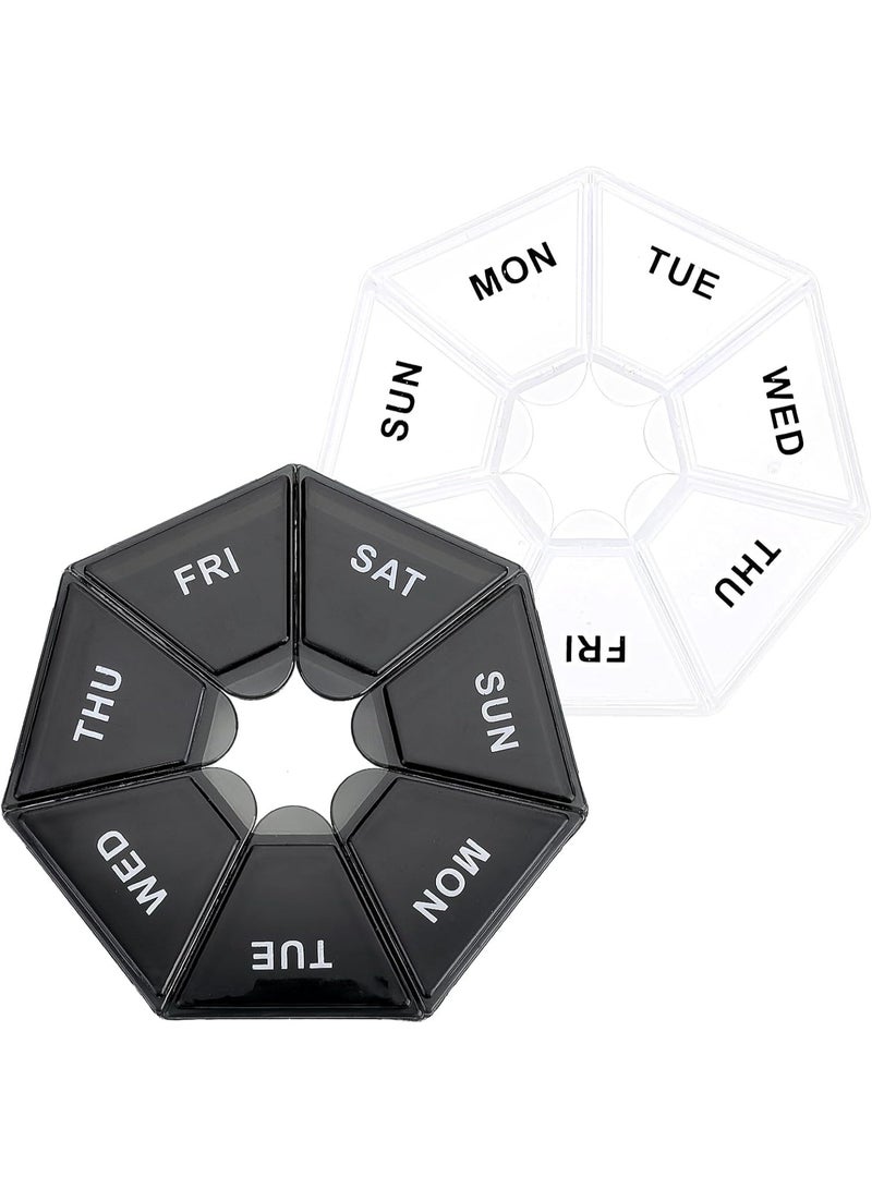 Weekly Pill Organizer 7 Day – 2PCS Large Pill Box with Easy-Open Lids – Portable Medicine, Vitamin & Supplement Holder for Tablets and Fish Oil Capsules – High Capacity Design Holds Up to 10 Pills per Compartment-multicolor - Image 1