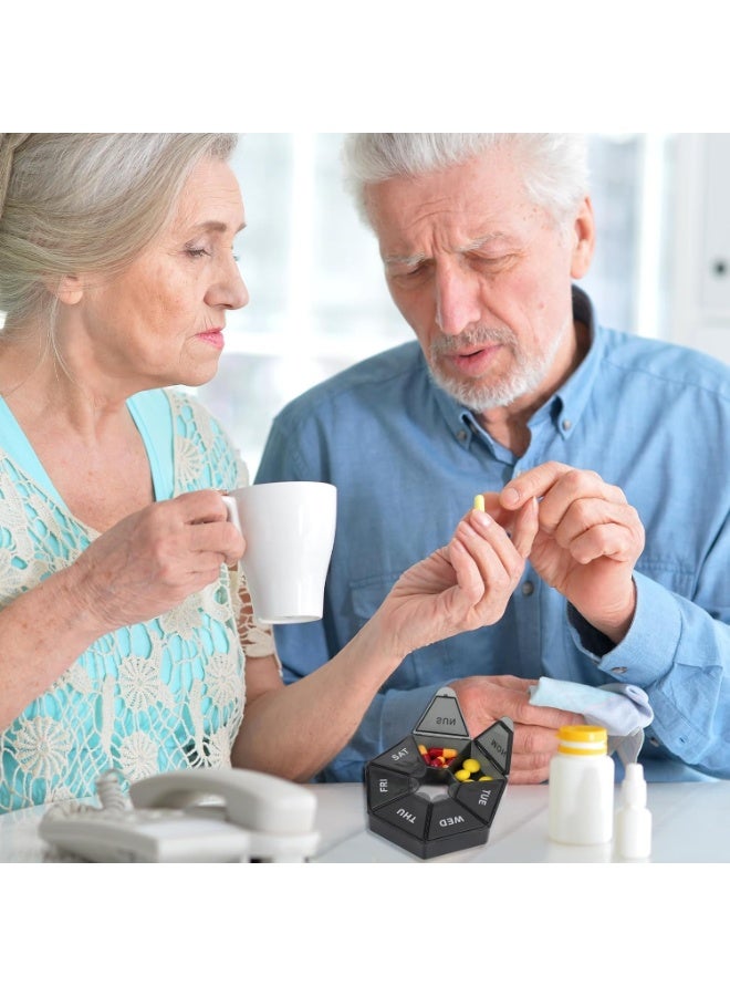 Weekly Pill Organizer 7 Day – 2PCS Large Pill Box with Easy-Open Lids – Portable Medicine, Vitamin & Supplement Holder for Tablets and Fish Oil Capsules – High Capacity Design Holds Up to 10 Pills per Compartment-multicolor - Image 3