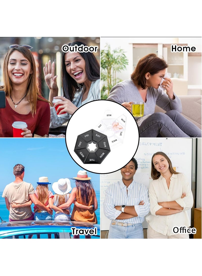 Weekly Pill Organizer 7 Day – 2PCS Large Pill Box with Easy-Open Lids – Portable Medicine, Vitamin & Supplement Holder for Tablets and Fish Oil Capsules – High Capacity Design Holds Up to 10 Pills per Compartment-multicolor - Image 4