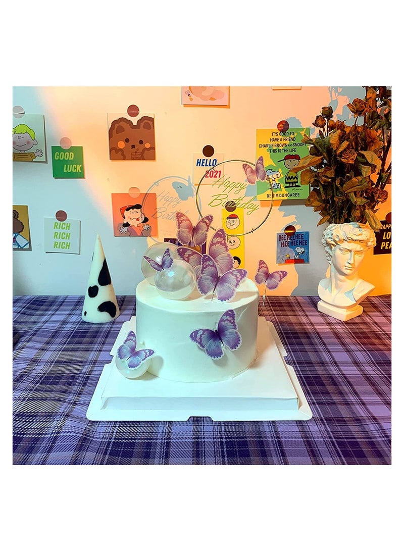 Excefore 11 Piece Blue Purple Butterfly Cake Toppers Birthday Cake Happy Party Decorations - Image 5