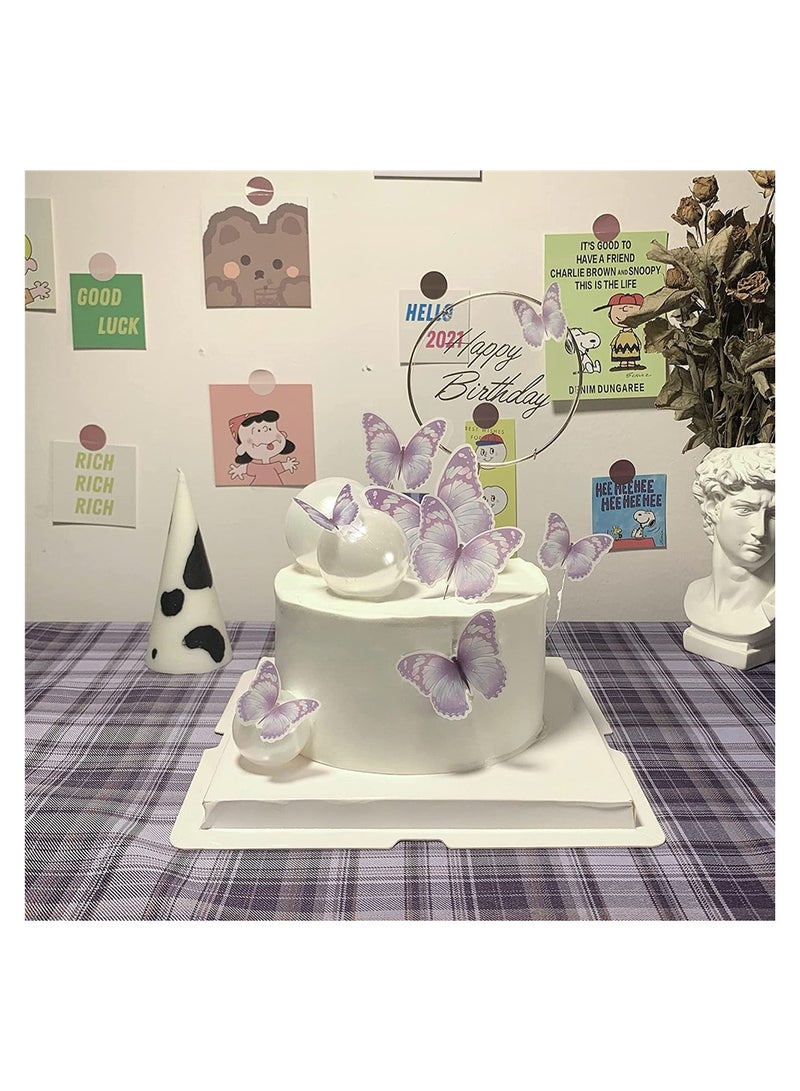 Excefore 11 Piece Blue Purple Butterfly Cake Toppers Birthday Cake Happy Party Decorations - Image 4