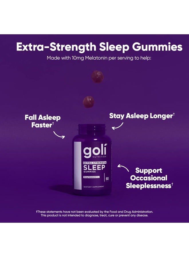 Goli Nutritional Supplement, Extra Strength Sleep Gummy 10mg Melatonin - 1 Pack 50 Count - Gluten-Free, Vegan, Non-GMO, and Gelatin-Free  - Image 2