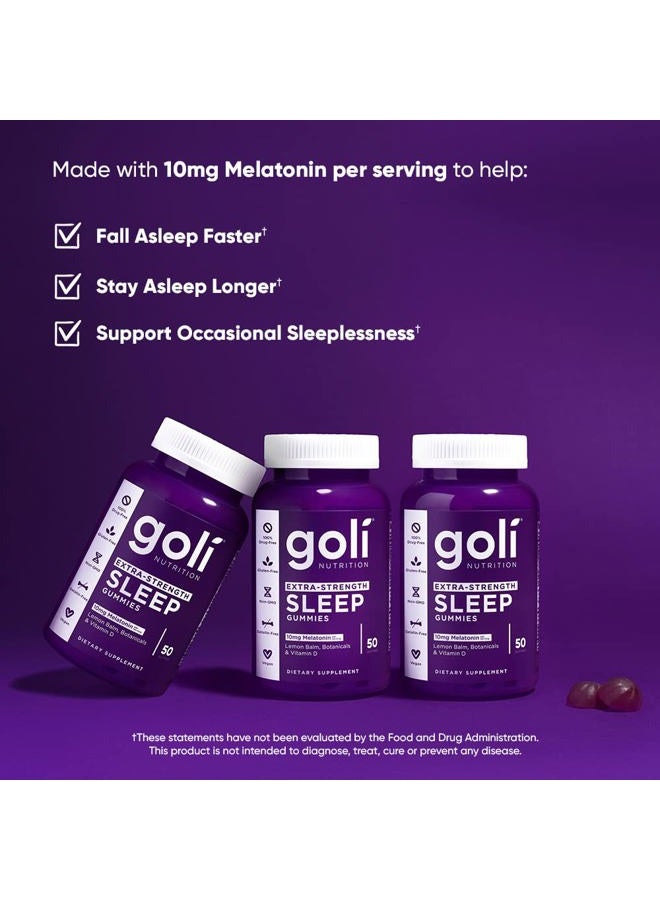 Goli Nutritional Supplement, Extra Strength Sleep Gummy 10mg Melatonin - 1 Pack 50 Count - Gluten-Free, Vegan, Non-GMO, and Gelatin-Free  - Image 5