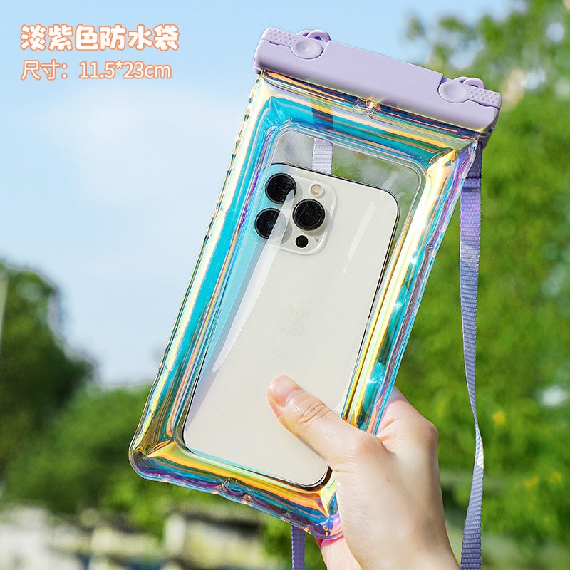 Generic Mobile phone waterproof bag touch screen swimming special water park artifact drifting equipment storage bag professional mobile phone case Light purple