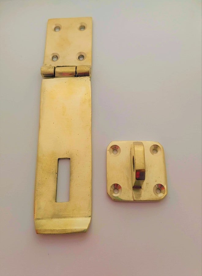 BRASS INDIA Full Brass CHAPRAS | Door/Drawer/Box Handlesets Handle Lock | Size: 5 inches 3mmThick| Peti Handle Lock | Jewellery/Makeup Box Handle | 225 GMS | Pack of 1 - Image 1