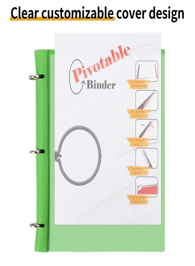 Tashkummy 360 Pivotable Project Organizer, 3 Ring Binder with Colored Tab Dividers and Pockets, Customizable Front Cover Multi Pocket Folder for Home, School, Office - Green - Image 3