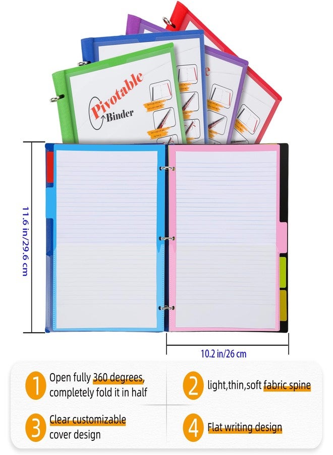 Tashkummy 360 Pivotable Project Organizer, 3 Ring Binder with Colored Tab Dividers and Pockets, Customizable Front Cover Multi Pocket Folder for Home, School, Office - Green - Image 4