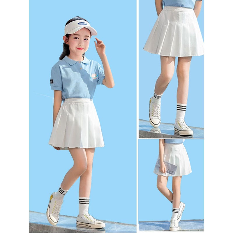 2025 Summer White Girl'S Polo Shirt Pleated Skirt Anti-Running Skirt All-Match Western Style Trendy Short Skirt - Image 5